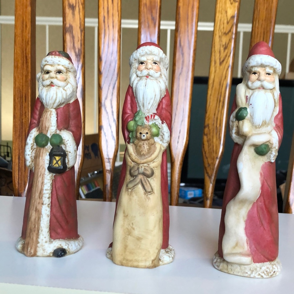 3” ceramic Santa trio